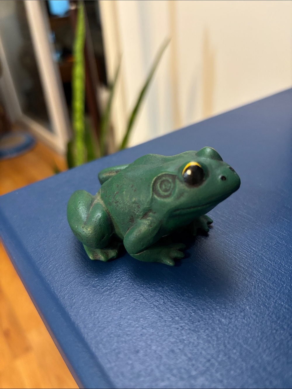 Ceramic Dark green frog figurine decor home or garden or paper weight detailed